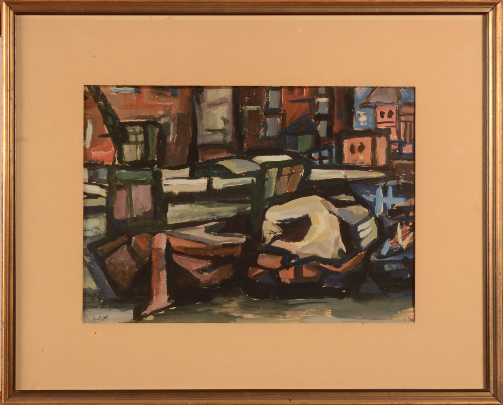 Paul Kuiper Amsterdam 1955 — Gouache datée 1955, encadrée sous verre