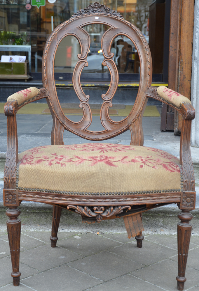 L XVI armchair in wood — Alternate view
