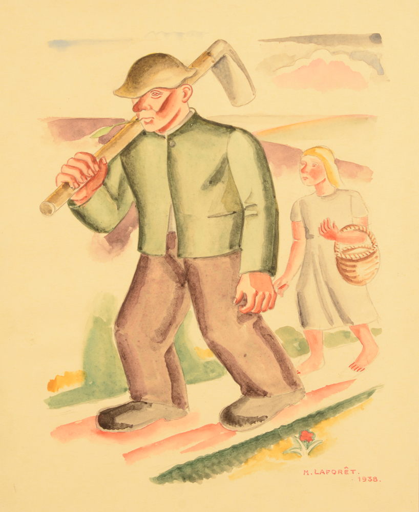 Marcel Laforêt — rare aquarelle signée de cet élève de Gustave Van de Woestijne, non encadrée