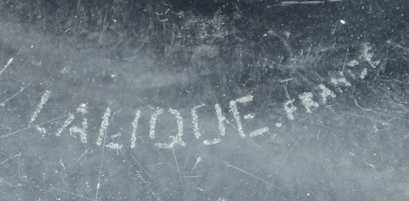 Lalique, France — Sand blasted mark on the bottom.