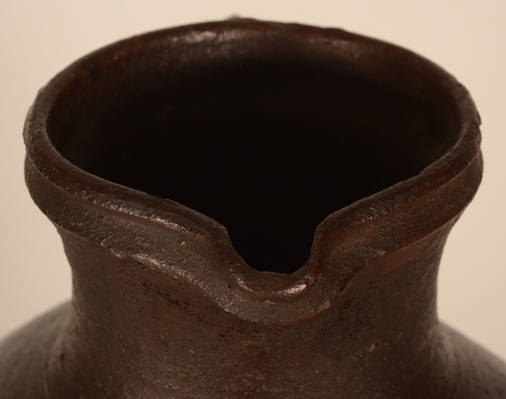 Langerwehe Pitcher — Detail of the lined spout from above, in good condition