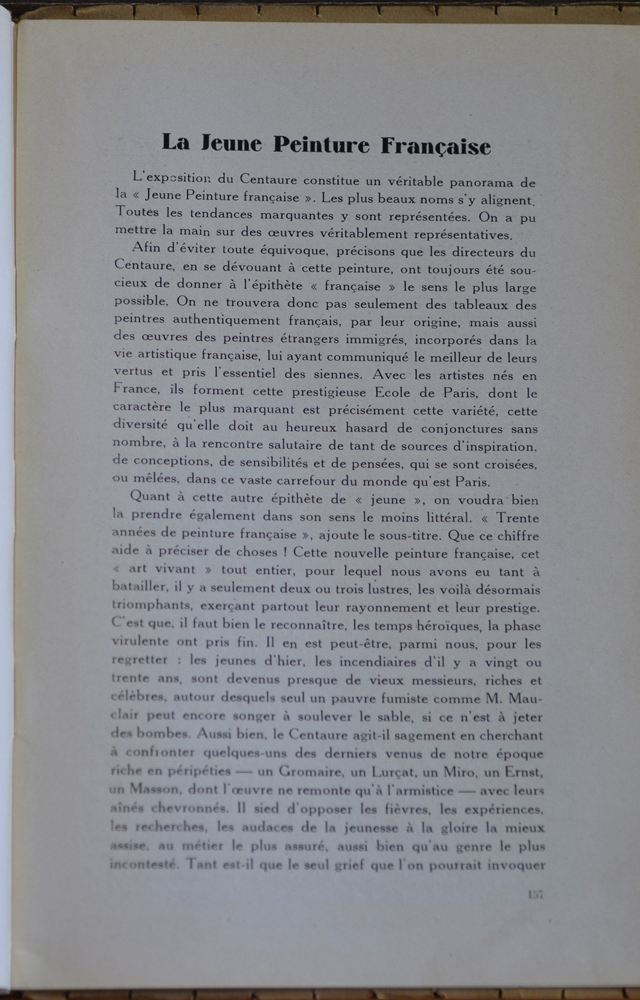 Le Centaure Mai 1930 — Detail of an article on French painting<br>