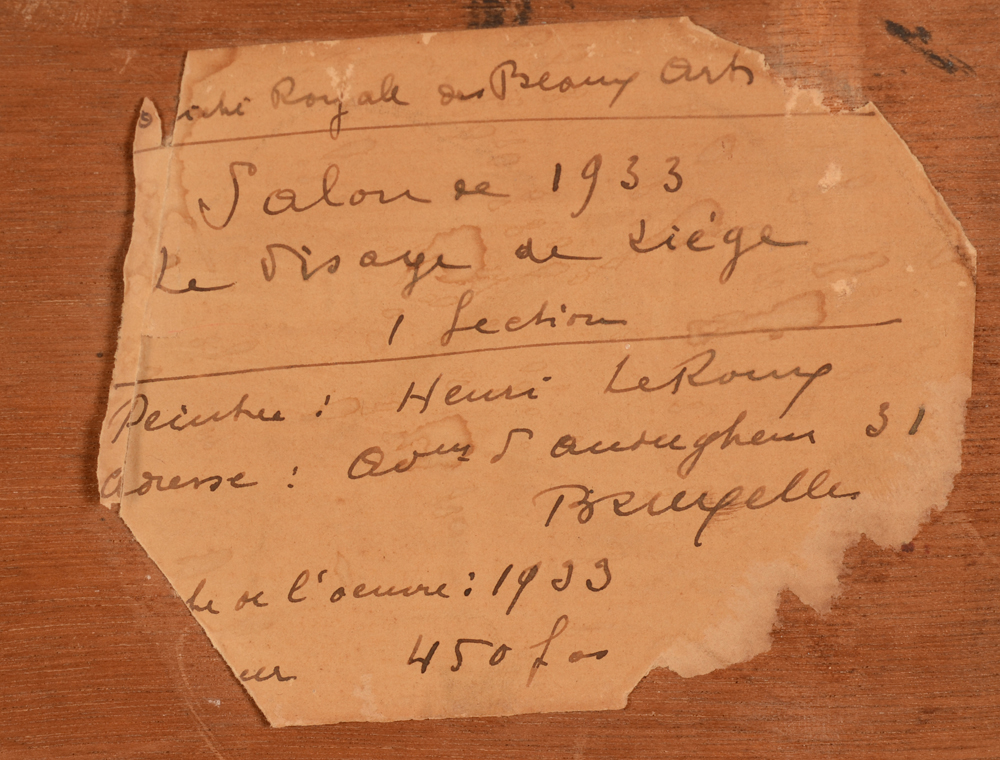 Henri Le Roux — Exhibition label at the back