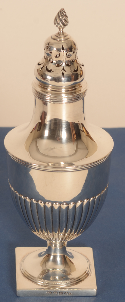 London silver sugar caster — View from above
