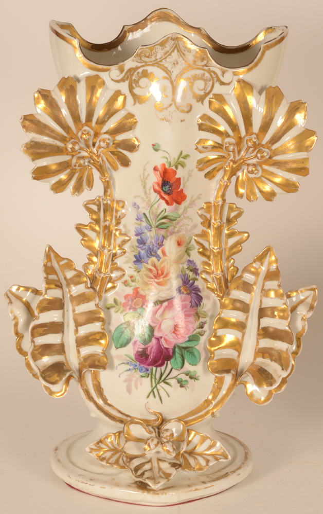 A massive pair of Louis-Philippe porcelain vases — A detail of the vase on the left