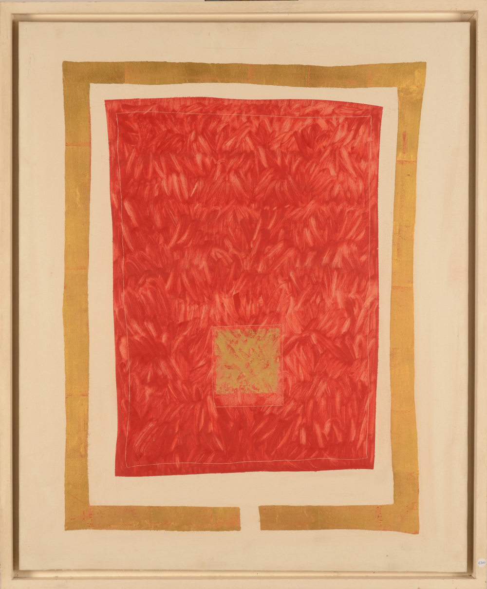 Richard Lucas — Oeuvre abstraite, technique mixte sur toile, signée et datée 1965