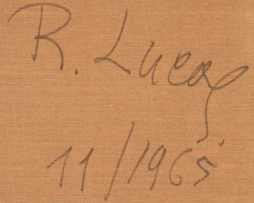 Richard Lucas — signature of the artist and date, at the back of the canvas