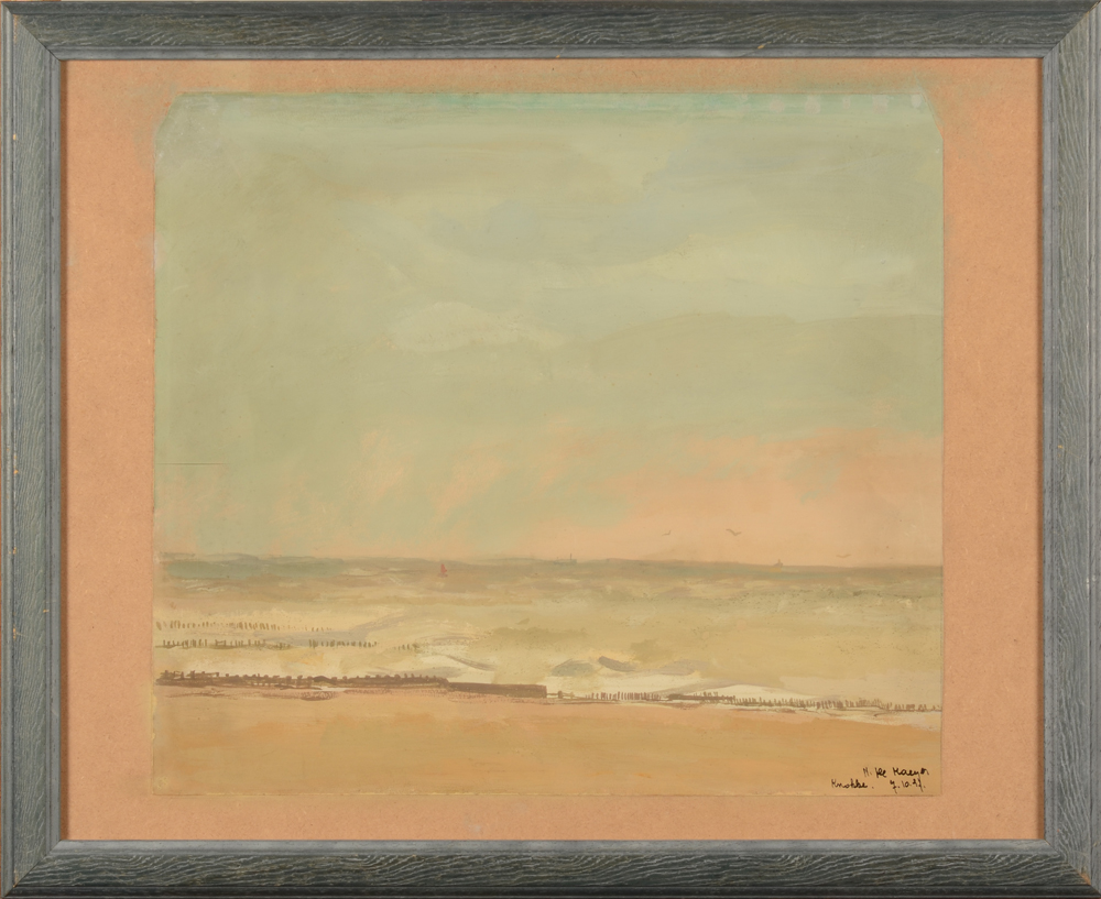 Hilaire De Maeyer — Marine fait à Knocke, gouache sur papier