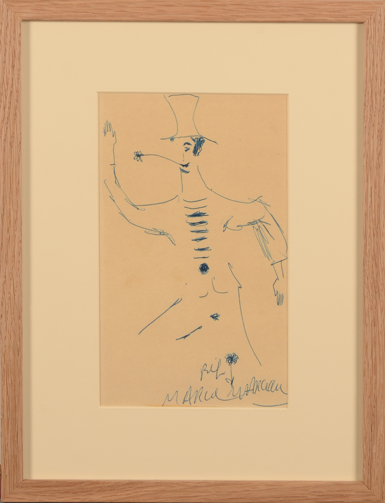 Marcel Marceau — Dessin original en bic de Bip, signe.