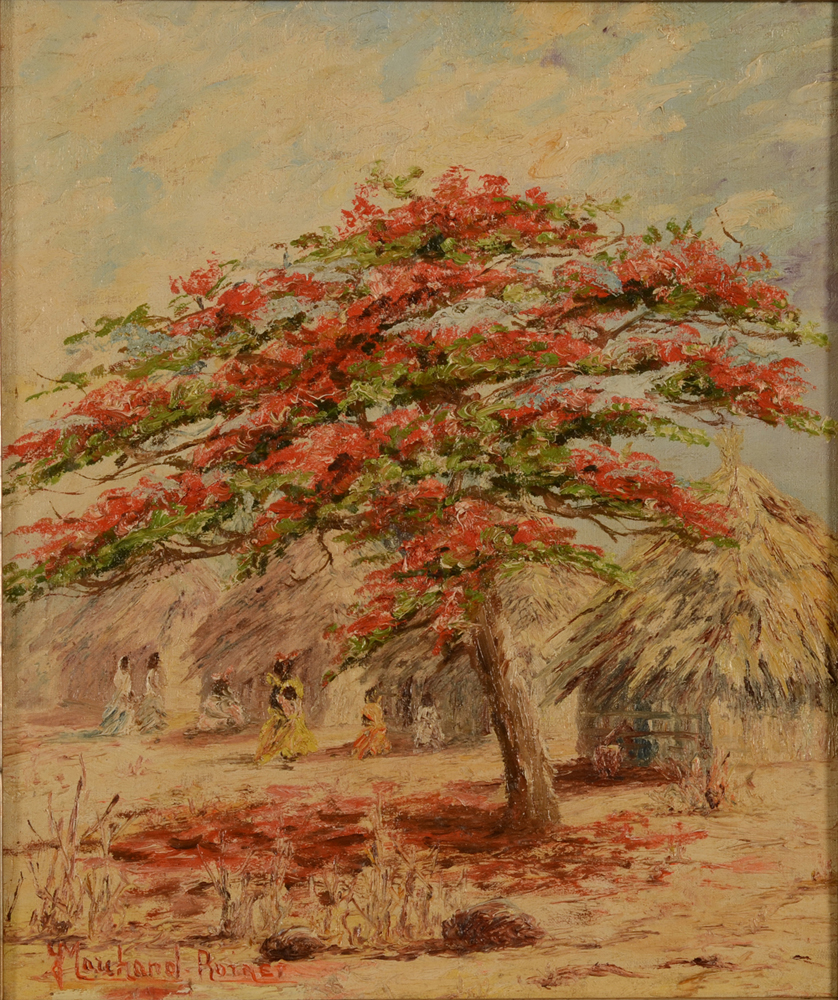 Marchand-Roiret J. Village in Africa — huile sur toile sur carton