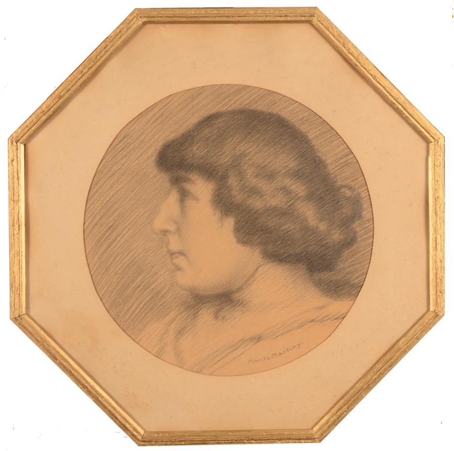 Maurice Martiny  — The drawing in its original but damaged frame