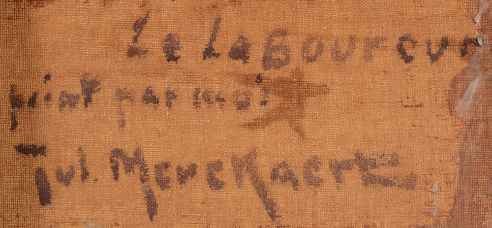 Jules Merckaert — Title and certificate by the artist on the back