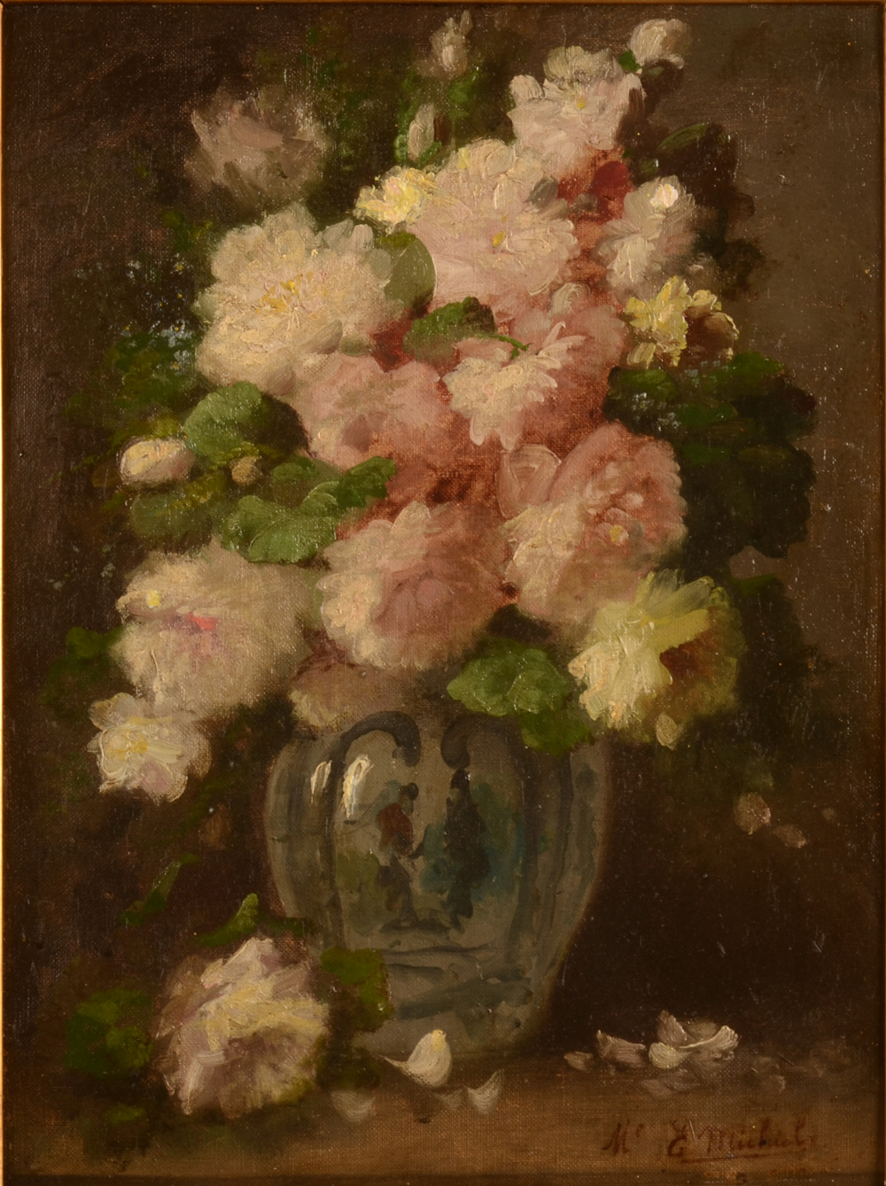 Michels E.  Peonies — Huile sur toile signée