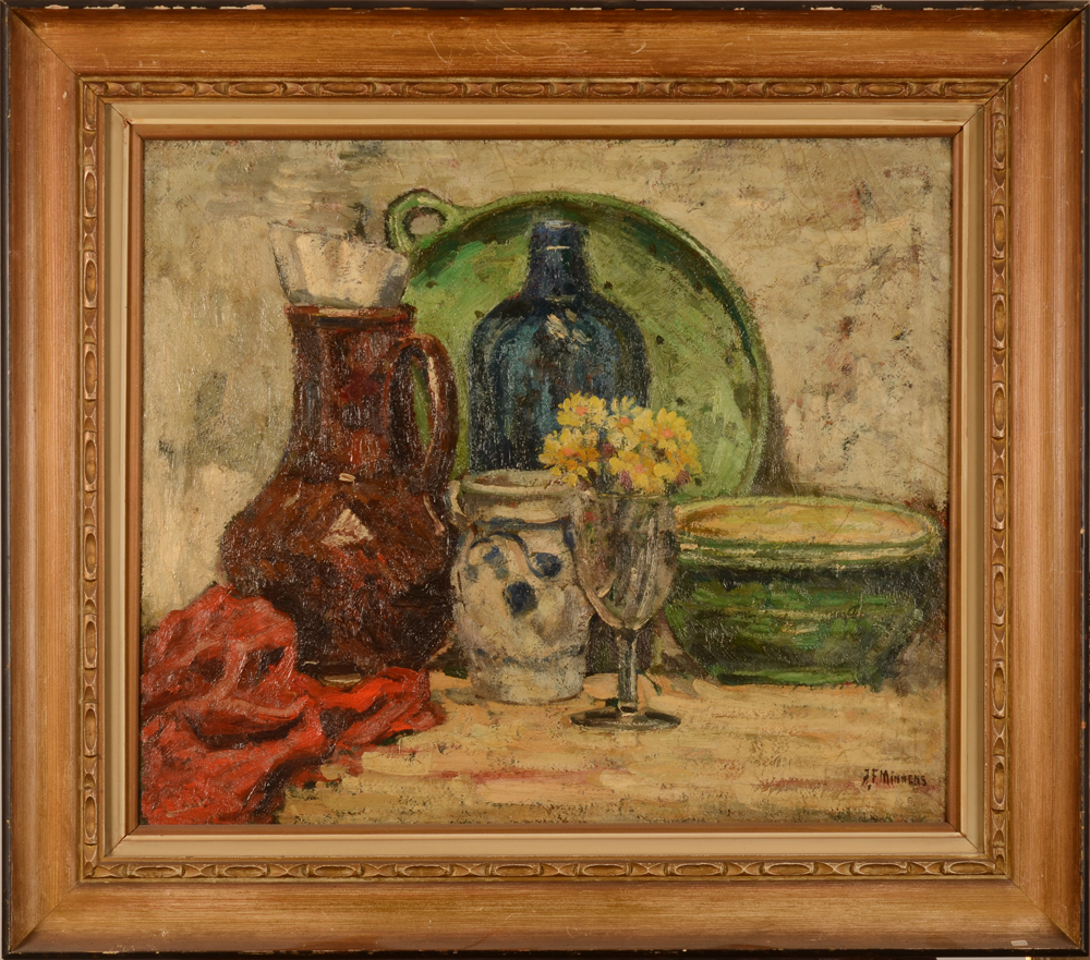 J. F. Minnens — the painting in its slightly damaged frame