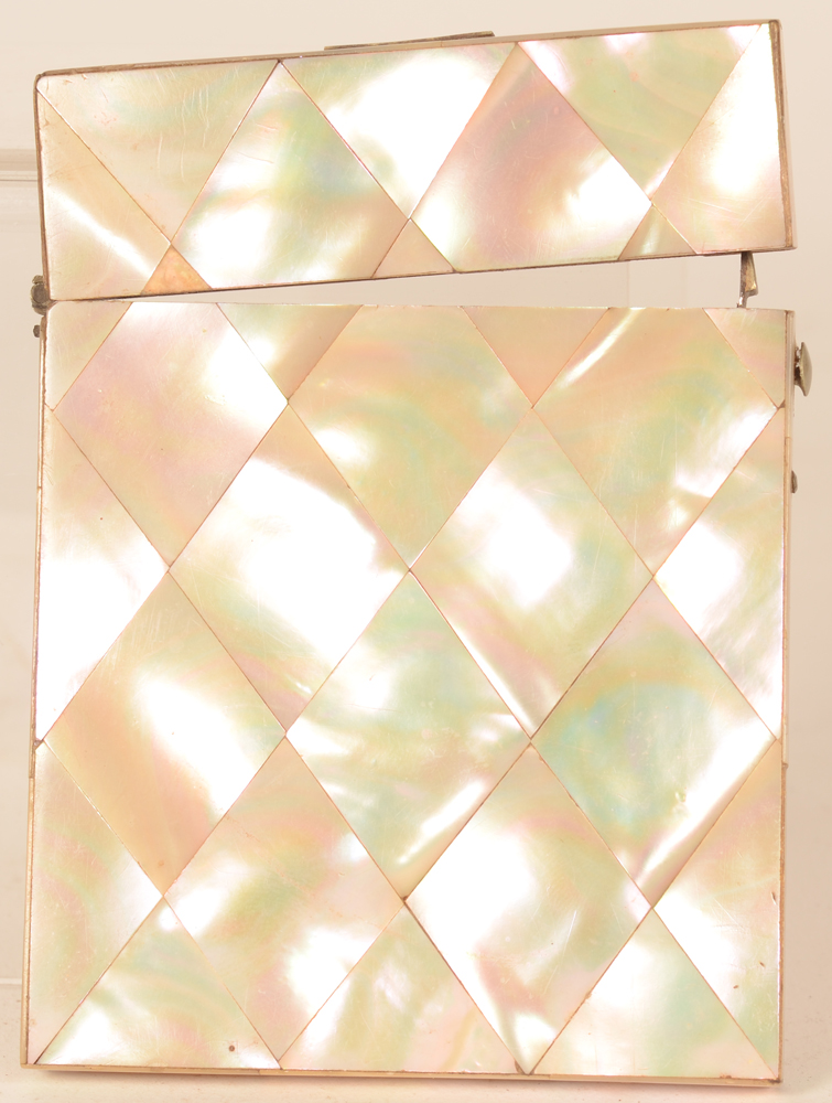 Mother of pearl card case — the case opens to the side