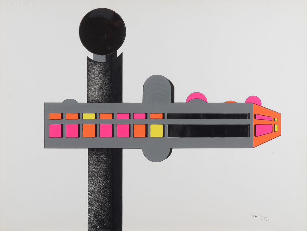 Paul Van Hoeydonck — Technique mixte sur papier, signé et daté 1971