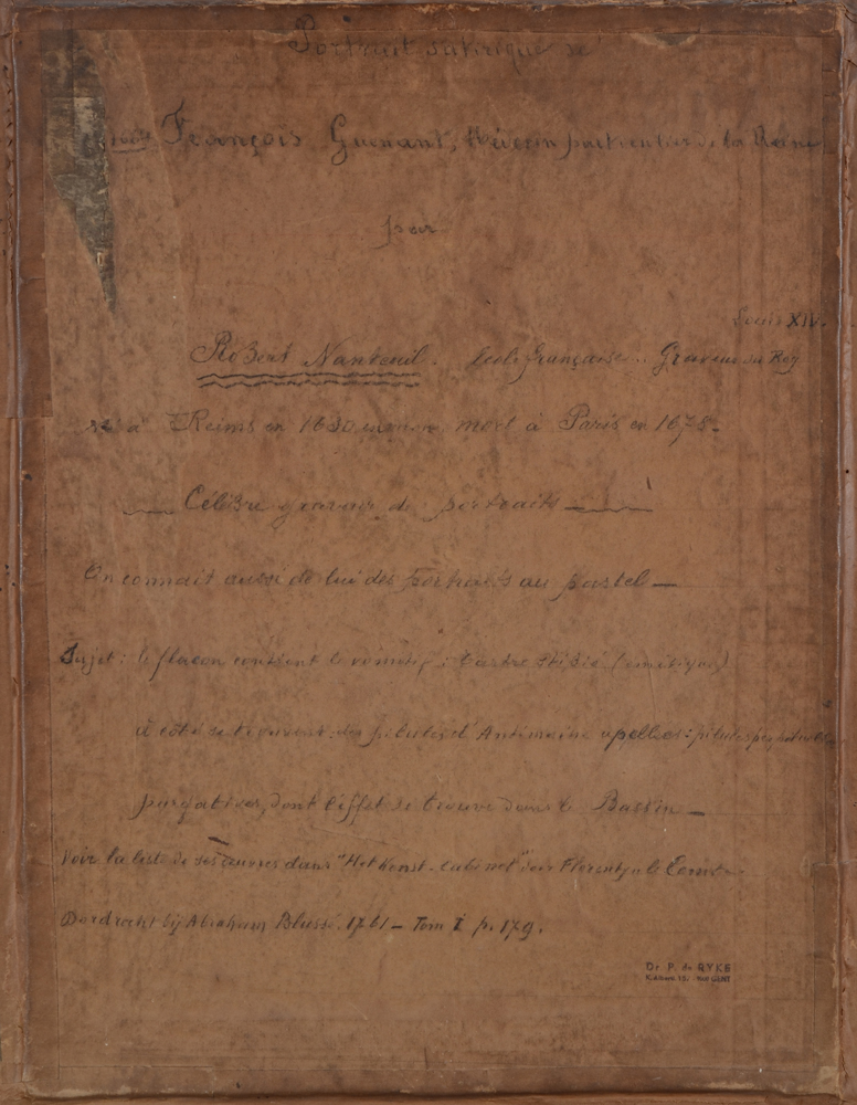 Robert Nanteuil  — Back of the work with a complete explanation of the engraving and its sitter