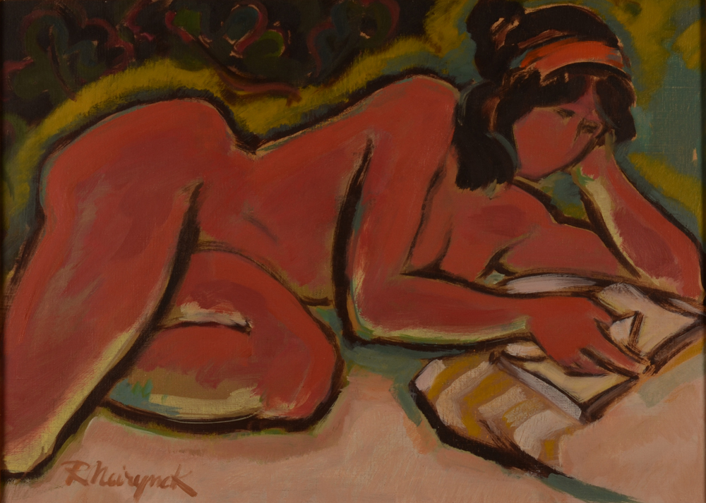 Robert Neirynck — huile sur toile signée, cet oeuvre est imprimée sur la couverture du catalogue au Musée Leon De Smet à Deurle en 1980.
