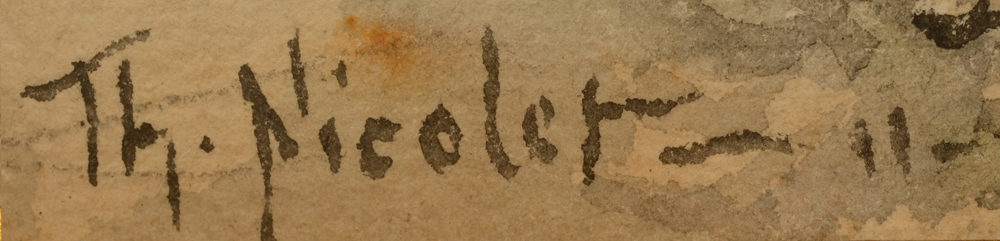 Théophile Nicolet Church on southern coastline 1911 — signature