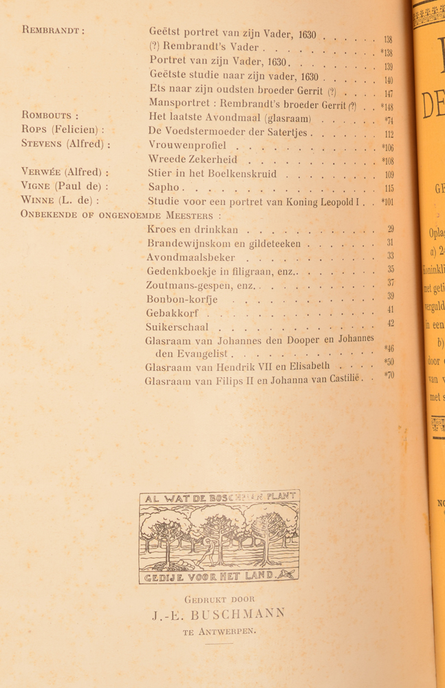 Onze Kunst 1905 — Continuation of the table