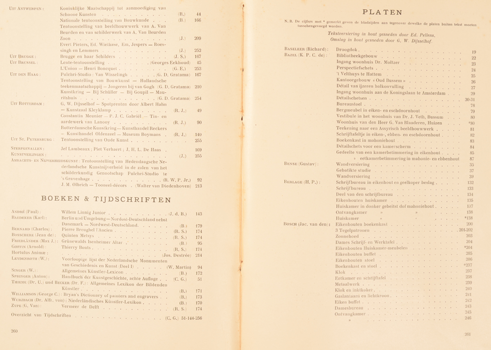 Onze Kunst 1908 — Table continued
