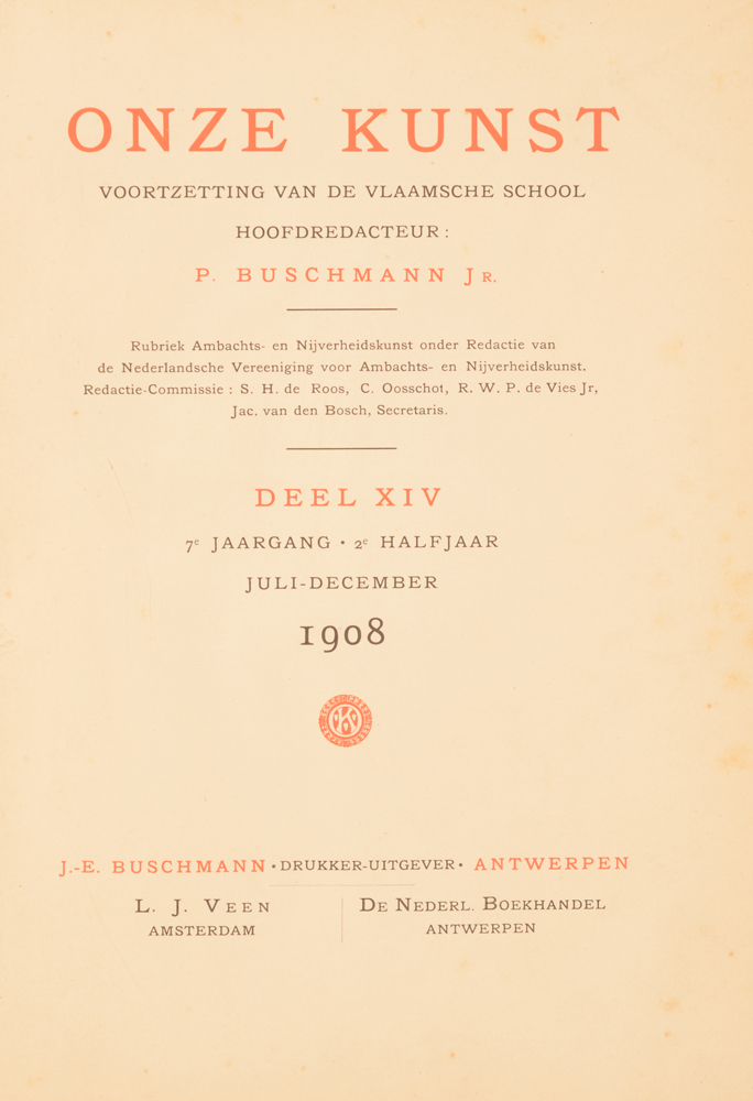 Onze Kunst 1908 — title page 2nd half year