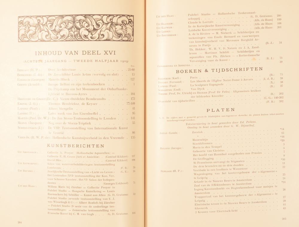 Onze Kunst 1909 — Table 2nd half