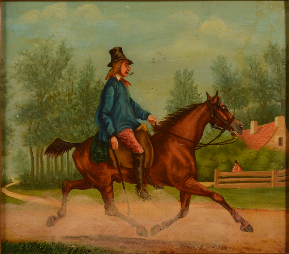 Jean Baptiste Patdor — Peintre naif du 19e siècle, huile sur carton signée et datée