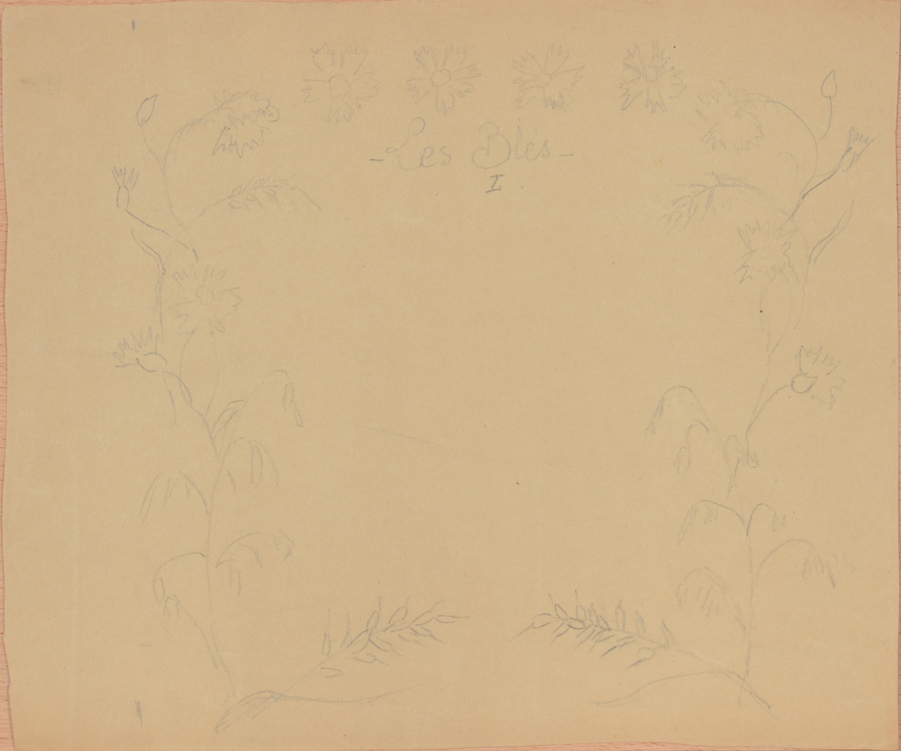 Anna De Weert Study drawing 'Les Bles I'  — Dessin original, crayon sur papier. non signé, sans cadre