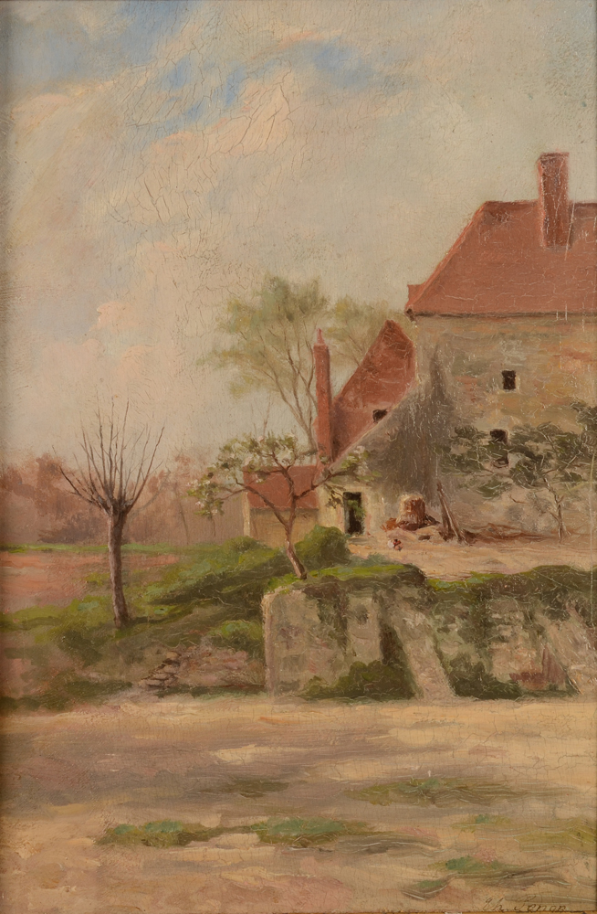 Charles Penon Chateau d'Isques — huile sur panneau, oil on board