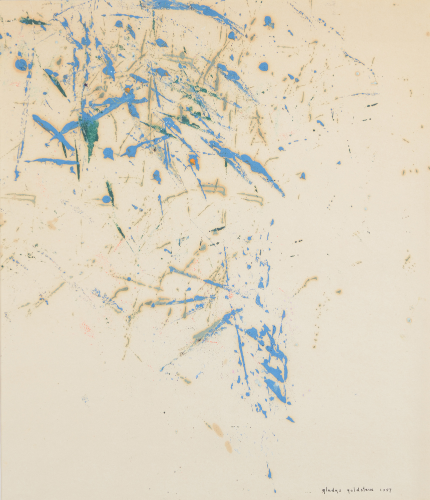 Gladys Goldstein — Superbe oeuvre abstraite sur papier de 1957, signée et datée