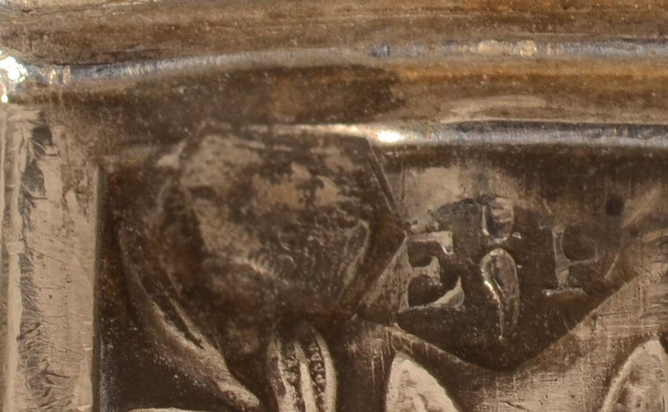 Emile Puiforcat — French export alloy mark (Head of Mercury) for 950/1000, makers mark of Puiforcat on both handles