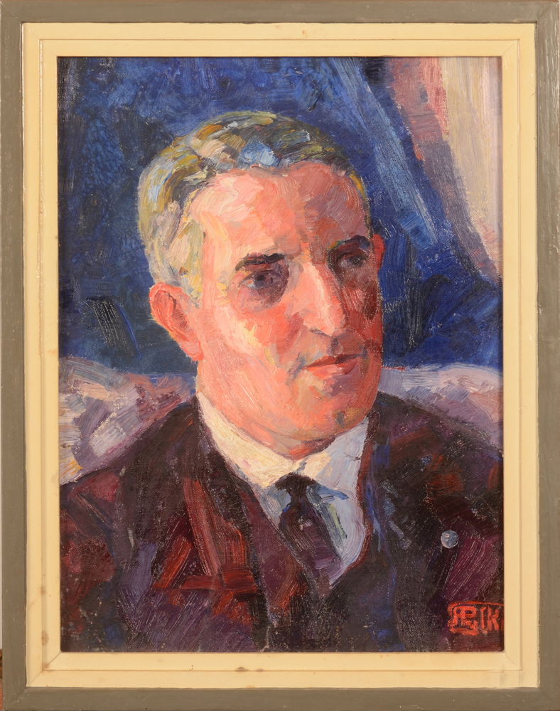 François Pycke Portrait Man — Portrait fauviste d'un homme, dans son cadre