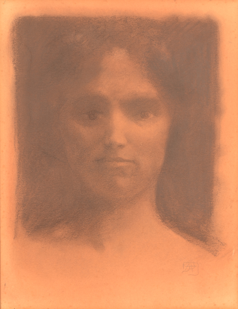 Armand Rassenfosse — Dessin, portrait d'une femme jeune, monogrammé, ca 1900-1901 (?)