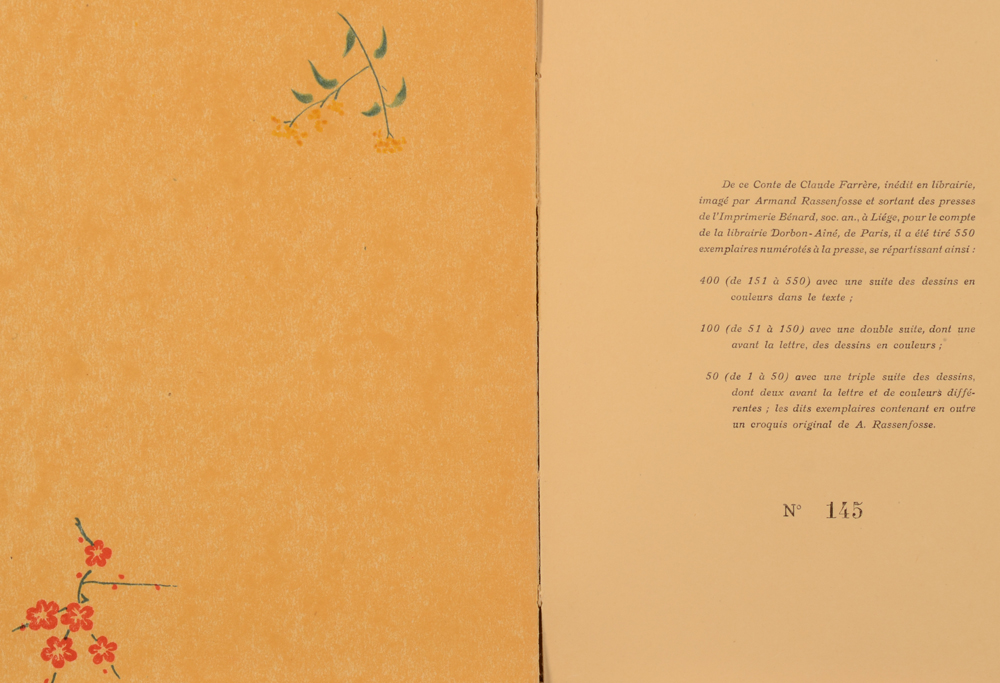 Armand Rassenfosse — Colophon of the book, stating that this is number 145/400