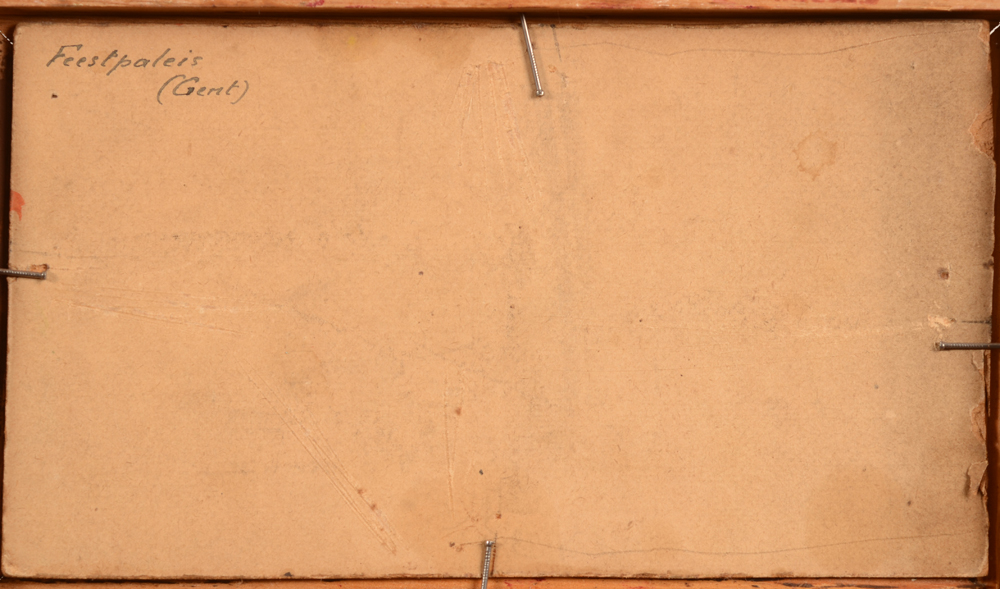Gaston Restell — Back of the painting with the title in Dutch