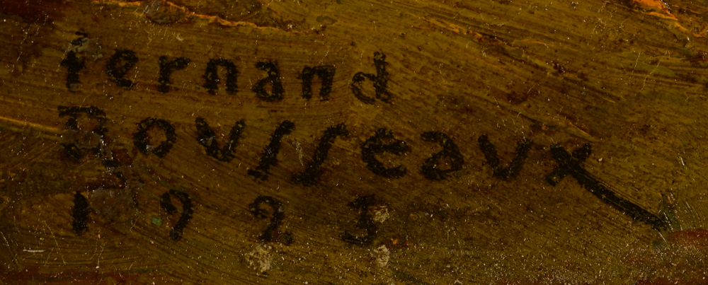 Fernand Rousseaux Les poudingues de Bévercé — Signature of the artist and date, bottom left