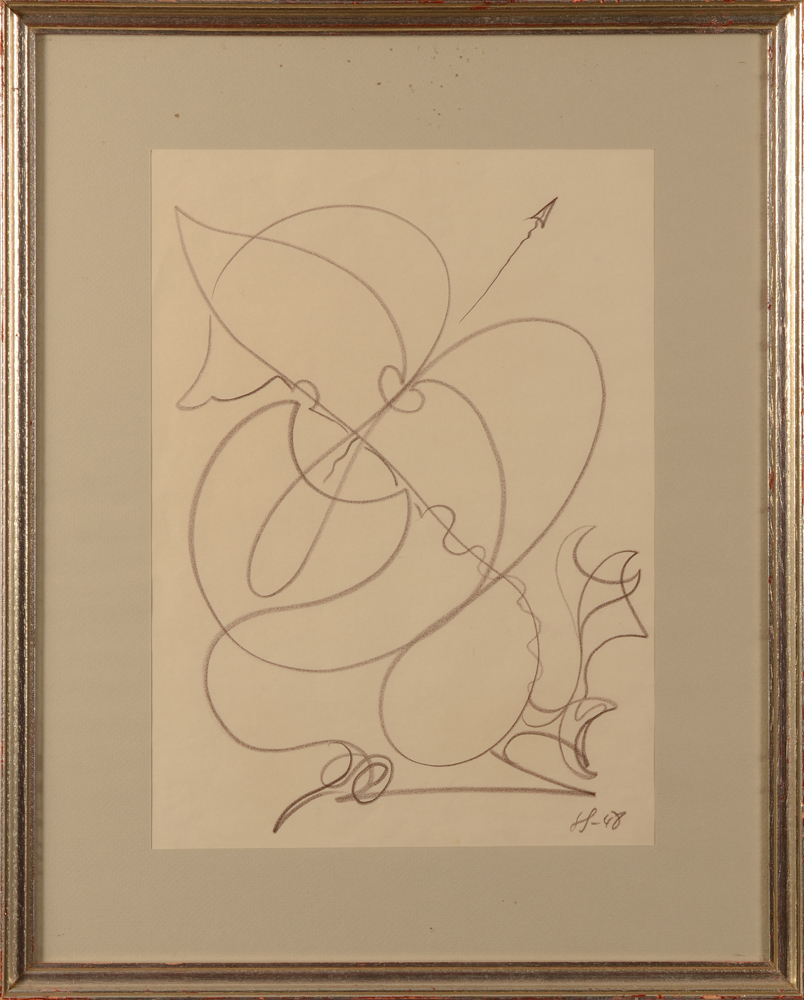 Victor Servranckx — Dessin représentant cupidon, archer de l'amour, signé et daté 1948