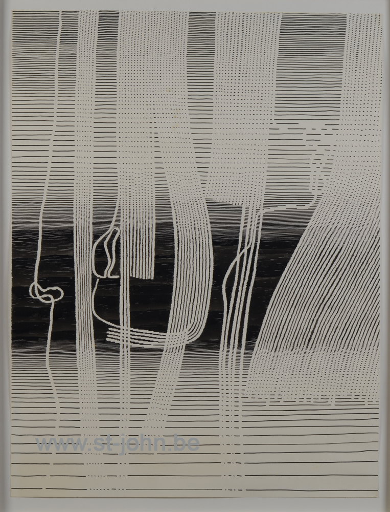 La Lyre Cassee II, 1973 (original drawing). — <p>
	La Lyre Cassee II, chinese ink on paper, titled, signed and dated 17th September 1973 at the back, 67 x 51 cm. Catalogue raisonne 1973-128, exhibited at the Museum DHondt-Dhaenens in 1984.</p>
