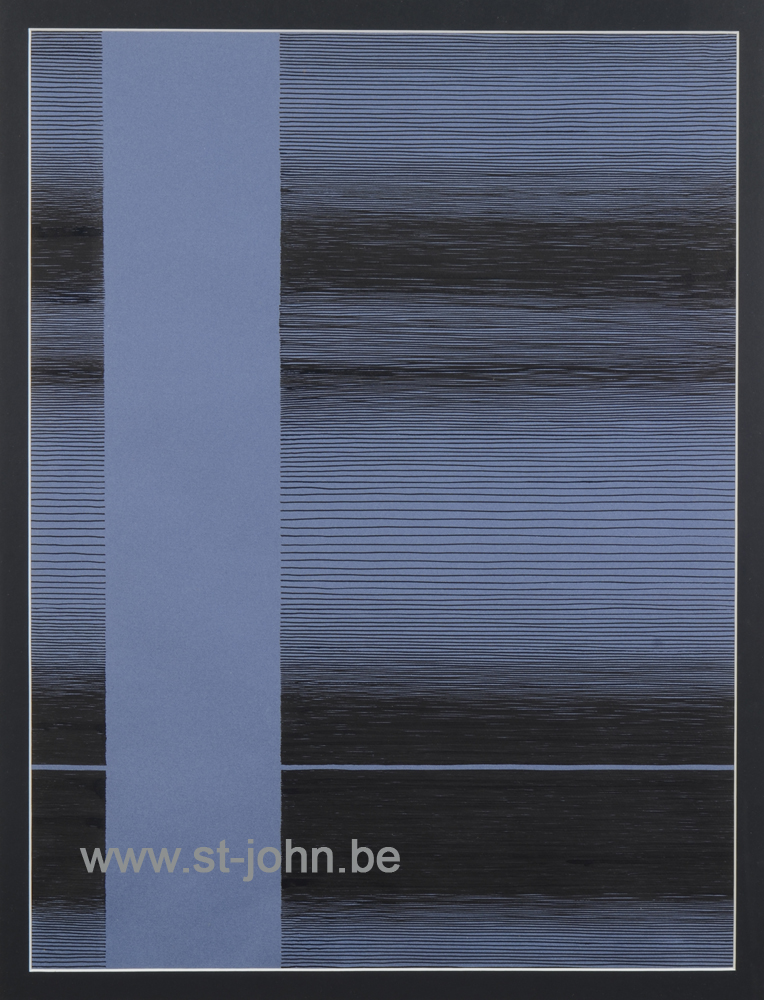 Modulation Bleue avec la Verticale, 1973 (original drawing). — <p>
	Modulation Bleue avec la verticale, chinese ink on blue paper, titled, signed and dated 8th May 1973 at the back, &nbsp;65 x 50 cm. Catalogue Raisonne 1973-73, exhibited at the Museum Dhondt-Dhaenens in 1984.</p>