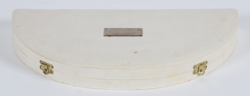 Finnish tea spoon set — The closed box with a small silver plaque ontop