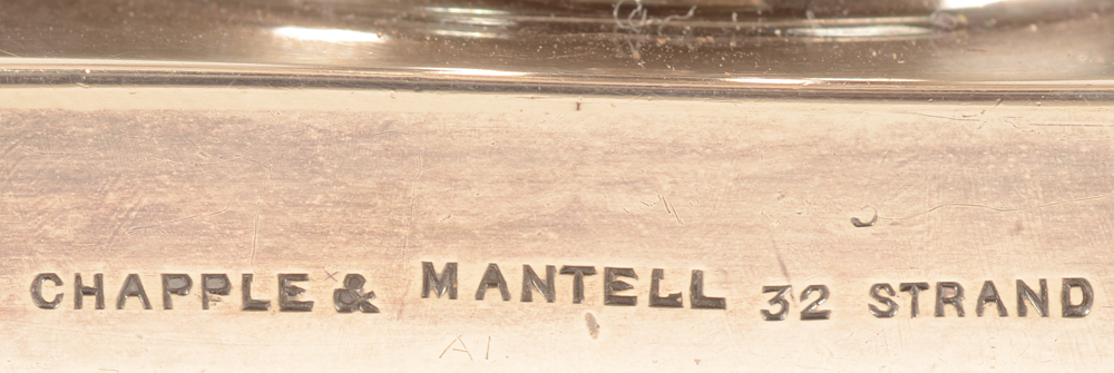 silver tureen London — Retail mark on the side of the base