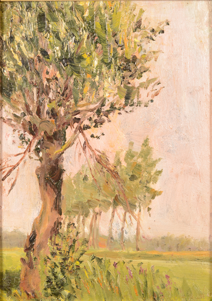 Philibert Smets — Paysage près de Malines, huile sur carton marouflée sur panneau