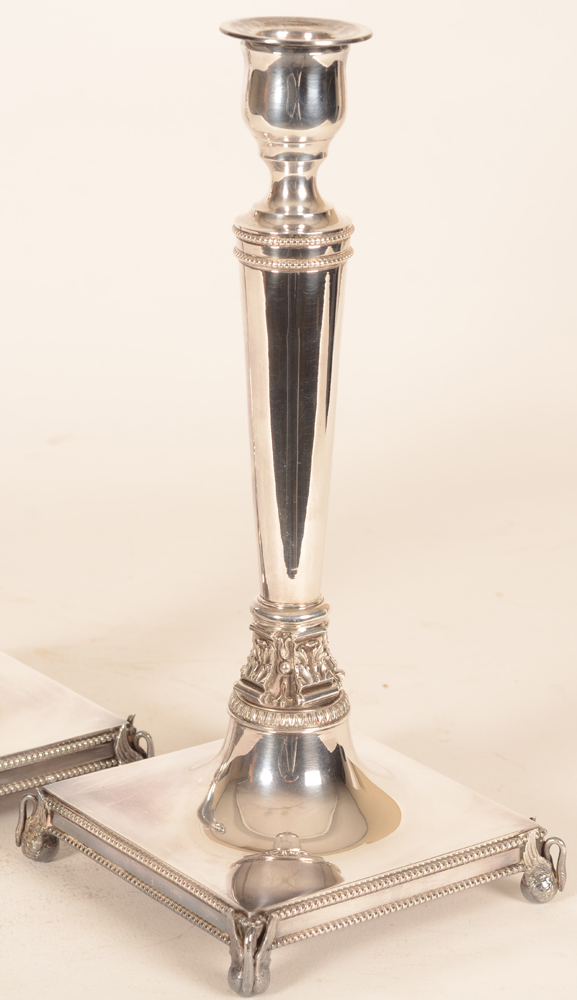 Souche-Lapparra — Detail of one of the candlesticks of impeccable finsh