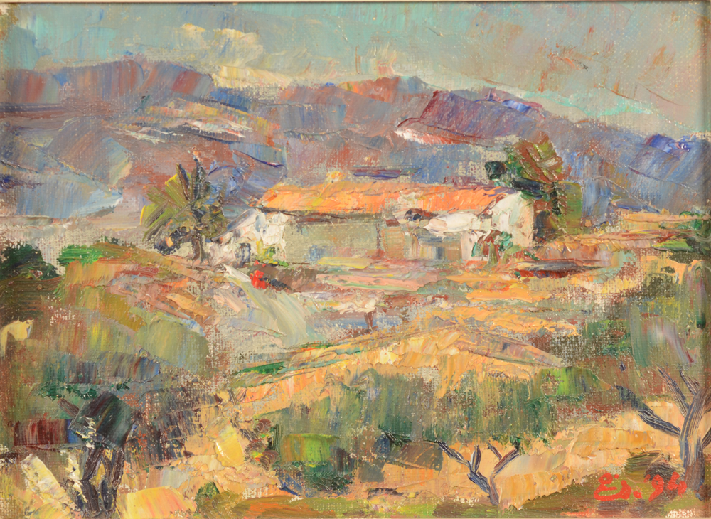 Georges Steel — Paysage fauviste en Espagne, petite huile sur toile signée