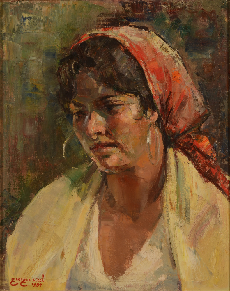 Georges Steel — Portrait d'une gitane, huile sur toile signée