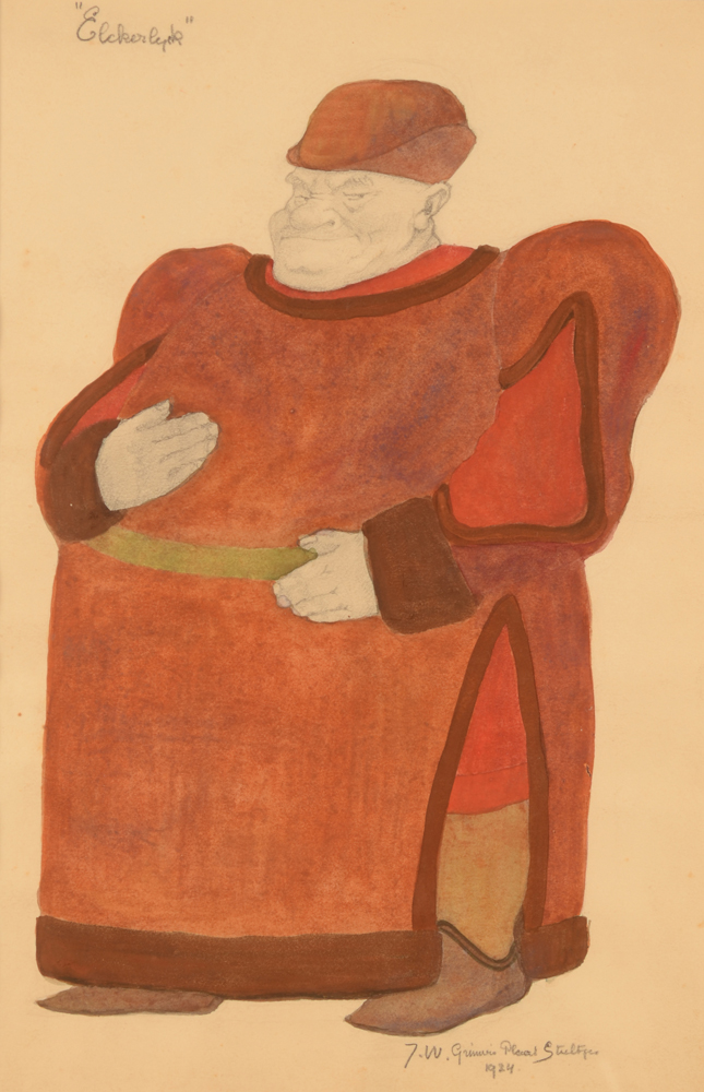 Jan Willem Grinwis Plaat Stultjes — Dessin original pour costume de 1924