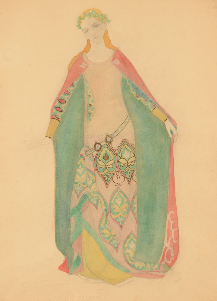 Jan Willem Grinwis Plaat Stultjes — Dessin de costume, aquarelle, ca. 1924<br>