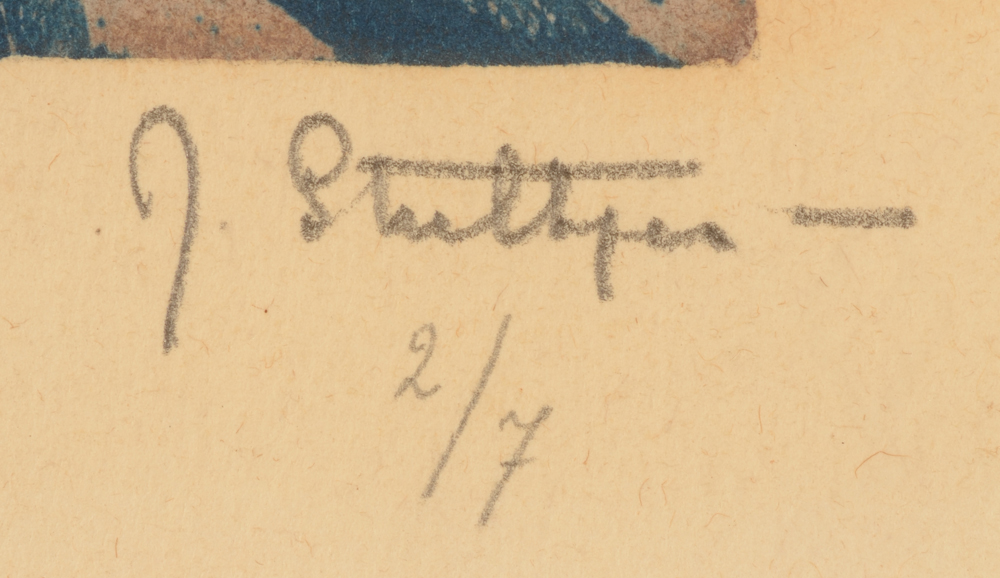 Jan Willem Grinwis Plaat Stultjes — Signature of the artist bottom right and justifcation in pencil