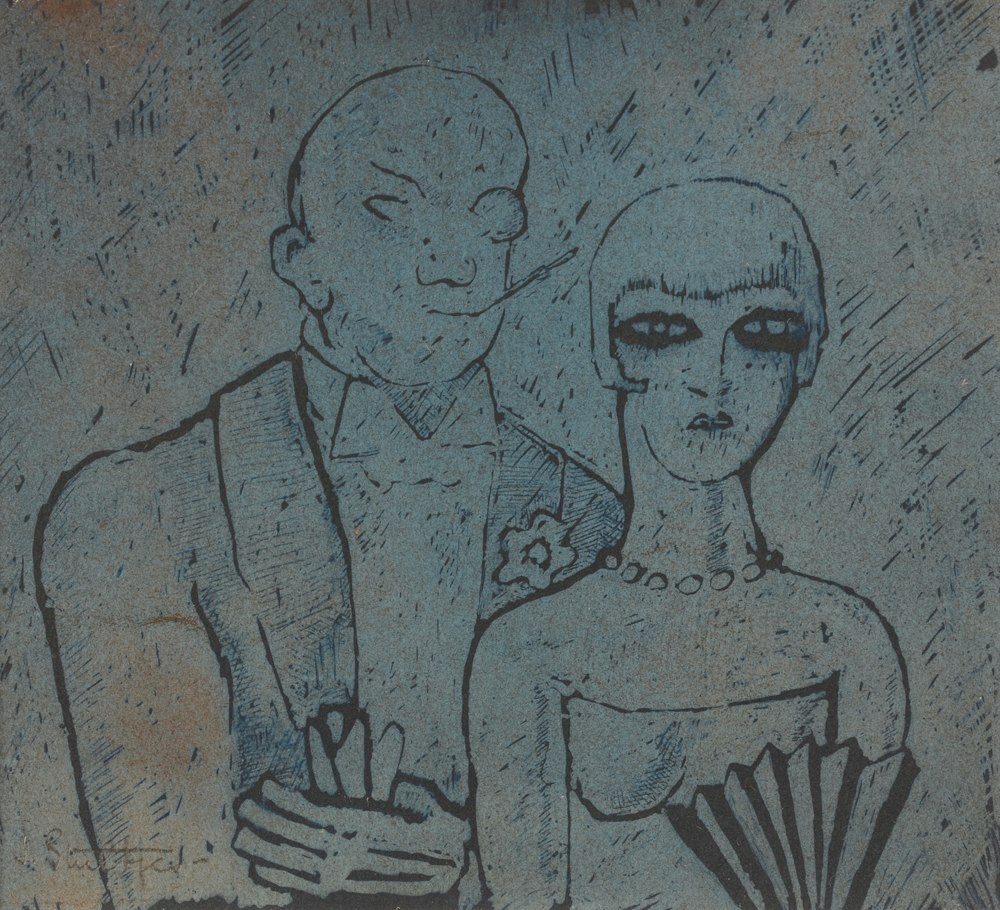 Jan W. Grinwis PLaat Stultjes The Couple — Rare empreinte, édition limitée, années '20, signée